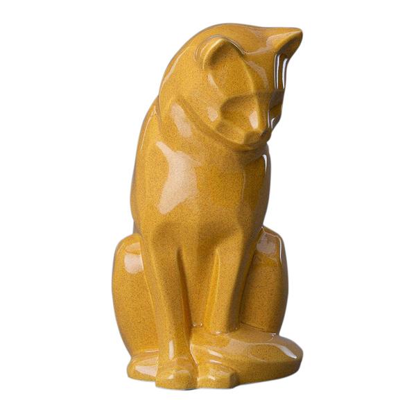Upright Amber Ceramic Cat Urns
