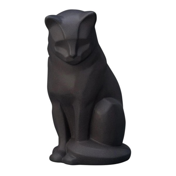 Upright Ash Matte Ceramic Cat Urn