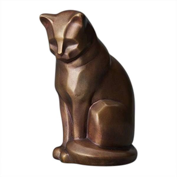 Upright Cast Bronze Cat Urn