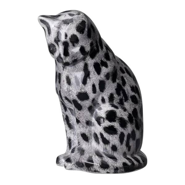 Upright Leopard Ceramic Cat Urn 