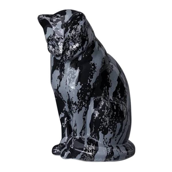 Upright Lightning Ceramic Cat Urn