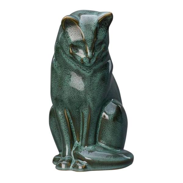 Upright Sage Ceramic Cat Urn