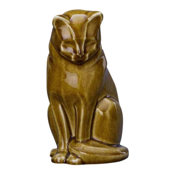 Upright Sand Ceramic Cat Urn