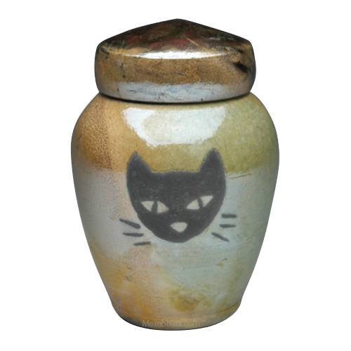 Raku Cat Ceramic Cremation Urn