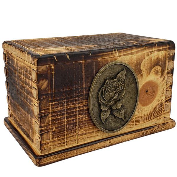 Vintage Rose Wooden Urn