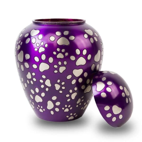 Violet Paw Memorial Pet Urn