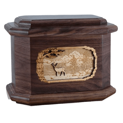 Deer Walnut Octagon Cremation Urn