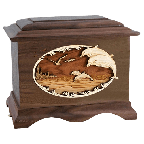 Dolphins Walnut Cremation Urn