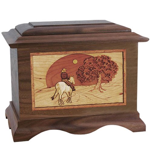 Horse & Moon Wood Cremation Urns