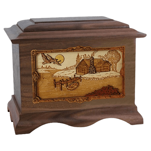 Rustic Paradise Walnut Cremation Urn