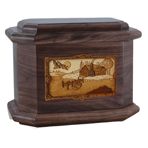 Rustic Paradise Walnut Octagon Cremation Urn