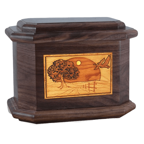 Geese Walnut Octagon Cremation Urn