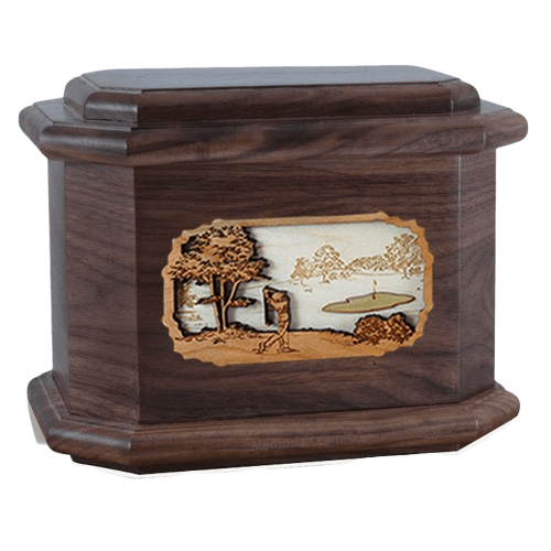 Golf Walnut Octagon Cremation Urn