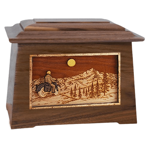 Motorcycle Mountains Walnut Aristocrat Cremation Urn