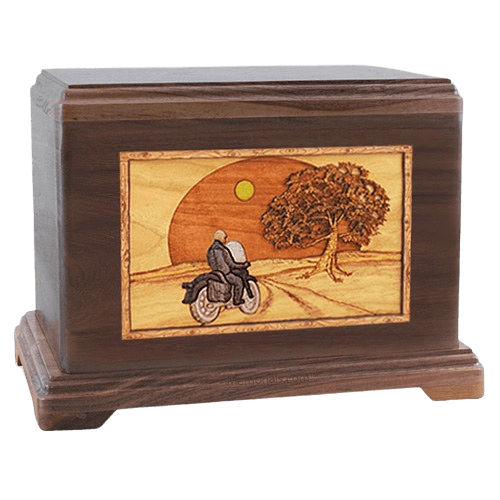 Motorcycle & Moon Walnut Hampton Cremation Urn