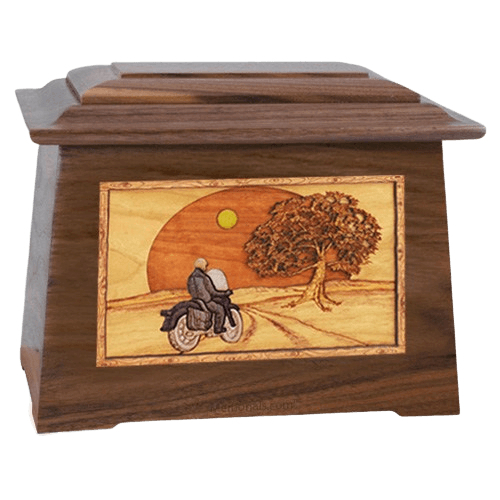 Motorcycle & Moon Walnut Aristocrat Cremation Urn