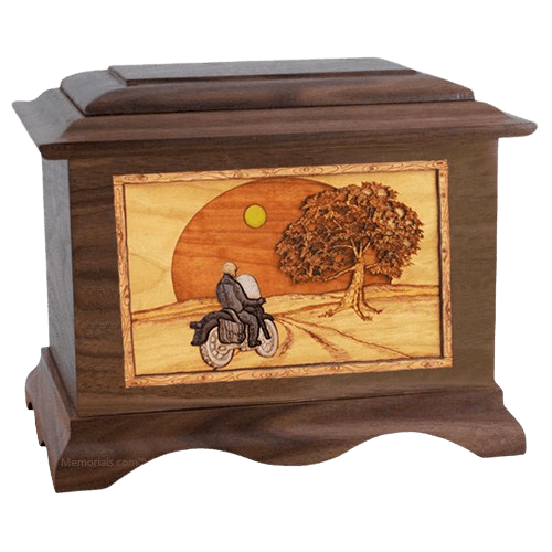 Motorcycle & Moon Wood Cremation Urns