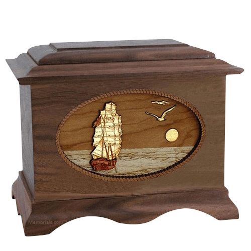 Sailing Home Walnut Wood Cremation Urn