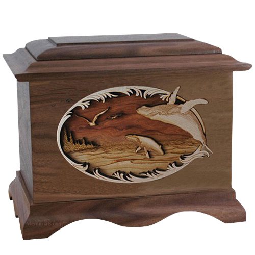 Whale & Calf Wood Cremation Urns