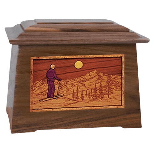 Skiing Walnut Aristocrat Cremation Urn