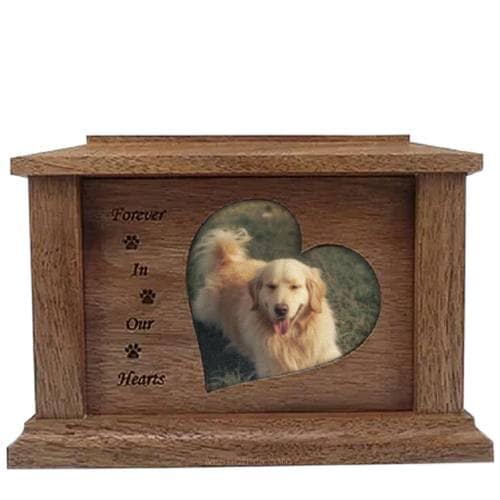 Walnut Tilted Heart Picture Pet Urns