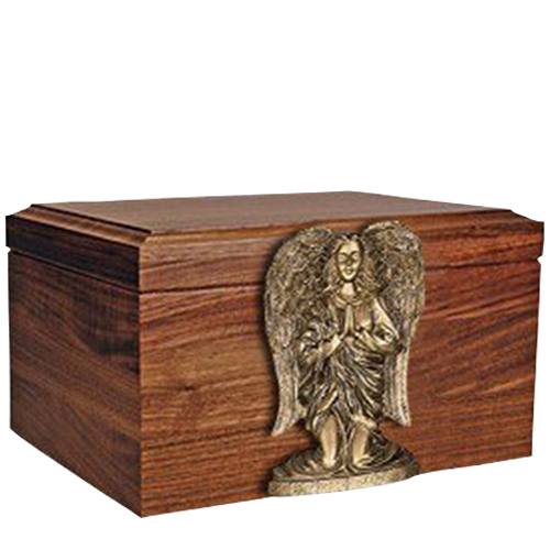 Angel Figurine Wood Cremation Urn