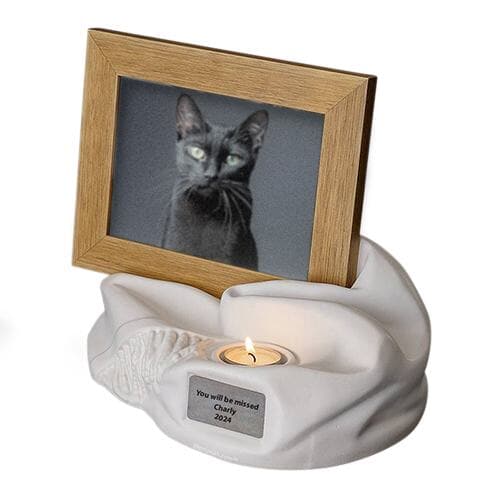 White Ceramic Photo Pet Urn