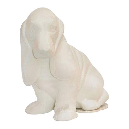 White Cocker Spaniel Ceramic Cremation Urn
