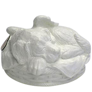 Angel Dog Cremation Urn White