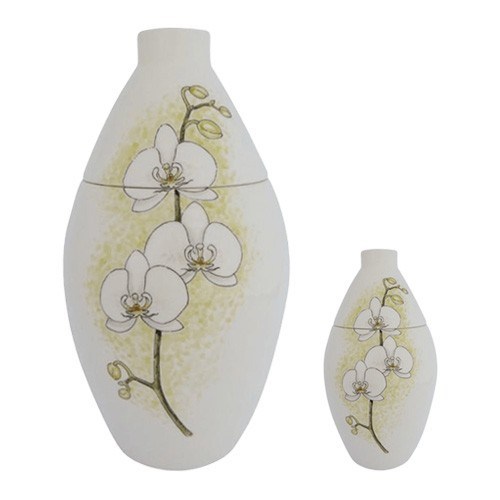 White Orchids Ceramic Cremation Urns 