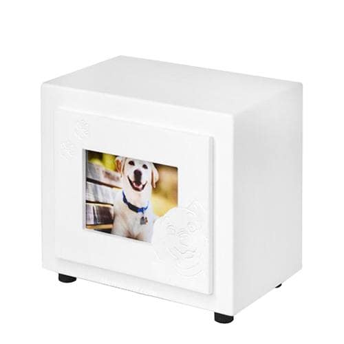 White Paw Small Photo Dog Cremation Urn