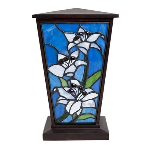 Winter Lily Glass Window Cremation Urn