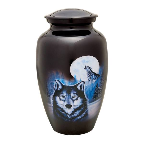 Winter Night Wolf Cremation Urn