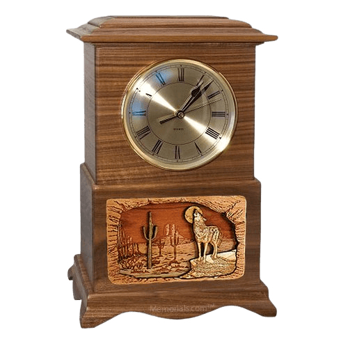 Wolf Clock Walnut Cremation Urn