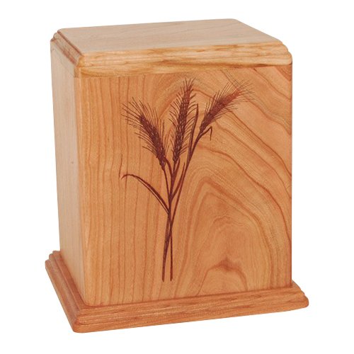 Wheat Cherry Wood Cremation Urn