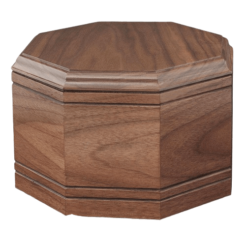 Octagon Walnut Wood Cremation Urn