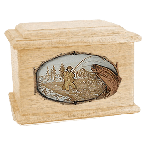 Fly Fishing Maple Memory Chest Cremation Urn