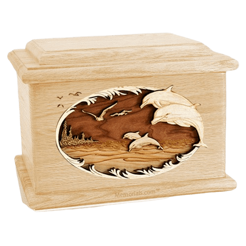 Dolphins Maple Memory Chest Cremation Urn