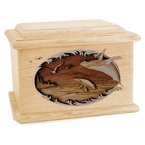 Whale & Calf Maple Memory Chest Cremation Urn