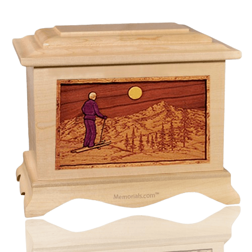 Skiing Maple Cremation Urn