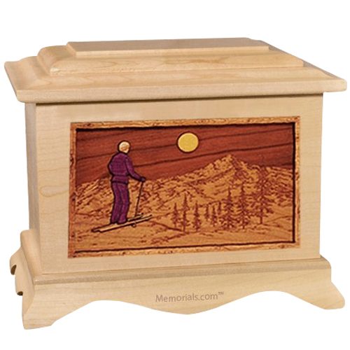 Skiing Maple Cremation Urn