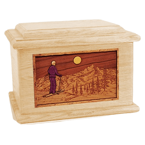 Skiing Maple Memory Chest Cremation Urn