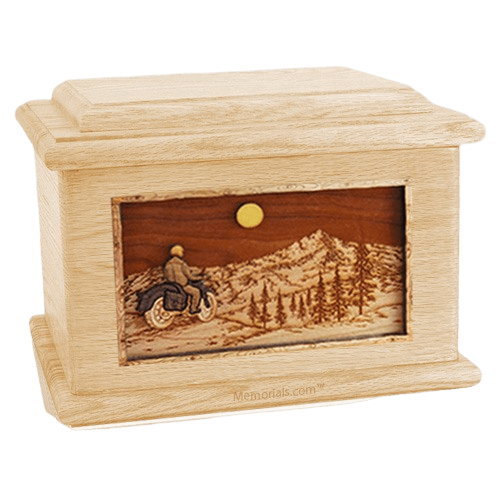 Motorcycle Mountains Maple Memory Chest Cremation Urn