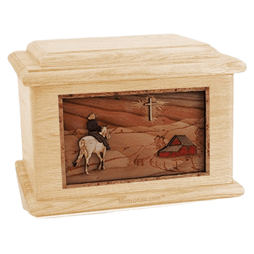 Horse & Cross Maple Memory Chest Cremation Urn