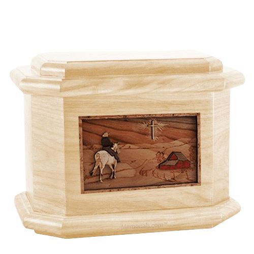 Horse & Cross Maple Octagon Cremation Urn