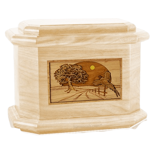 Pheasant Maple Octagon Cremation Urn