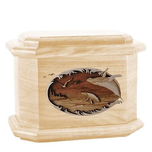 Whale & Calf Maple Octagon Cremation Urn