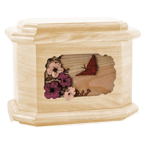 Butterfly Maple Octagon Cremation Urn