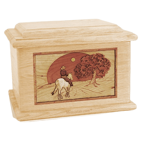 Horse & Moon Maple Memory Chest Cremation Urn