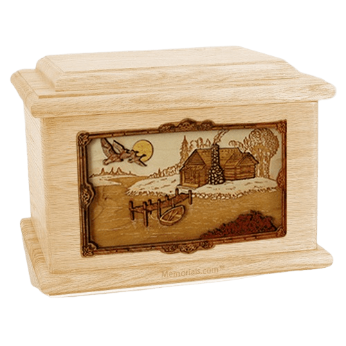 Rustic Paradise Maple Memory Chest Cremation Urn 